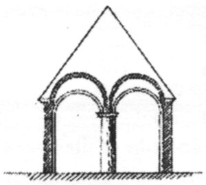 Stadtkirche, Vorgängerbau, dritter Kirchenbau, Querschnitt, vor 1877, Lithographie: August Curtze, Hannover