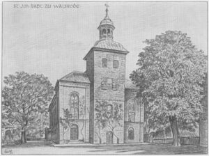 Stadtkirche, Ansicht von Nordwesten, 1953, Zeichnung von Sindel