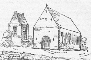 Kirche, Ansicht von Südwesten, vor 1880, Grafik