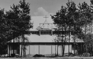 Kirche, Ansicht von Westen (im Bau?), 1950 (?)