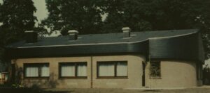 Gemeindehaus Johann-Hinrich-Wichern-Haus, Außenansicht, Rückseite, Foto: Pastor Uwe Hill, um 1985