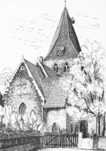 Isernhagen, St. Marien, Kirche, Zeichnung, um 1950