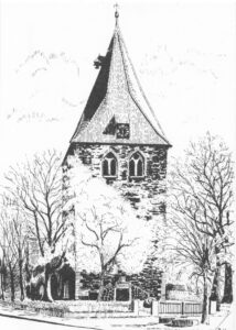 Isernhagen, St. Marien, Kirche, Zeichnung, um 1950