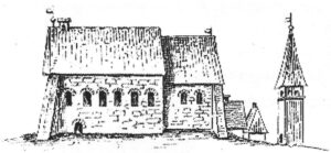 Hittfeld Kirche Außenansicht Lithographie