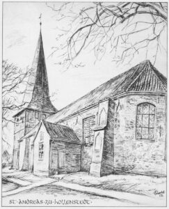 Hollenstedt, Kirche, Außenansicht, Zeichnung