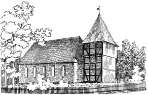 Gyhum, Kirche, Außenansicht, Zeichnung
