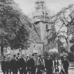 Loxstedt, Kirche, Außenansicht, 1911, Renovierung, Turmhelm eingerüstet