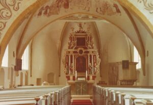 Loxstedt, Kirche, Innenraum, Altar, Gewölbemalereien