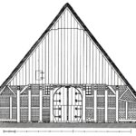 Misselwarden, Kirche, ehemaliges Pfarrhaus, Zeichnung