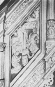 Padingbüttel, Kirche, Kanzeltreppe, Detail