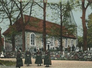 Selsingen, Kirche, Außenansicht, Turm, colorierte Postkarte