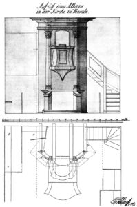 Wersabe, Kirche, Innenraum, Altar, Aufriss