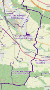 Landkarte, Gebiet der Ev.-luth. Katharina-von-Bora-KG Itzum