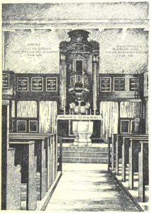 Gladebeck, Kirche, Innenansicht, Grafik, Taufschein