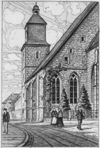 Göttingen St. Marien Außenansicht Zeichnung